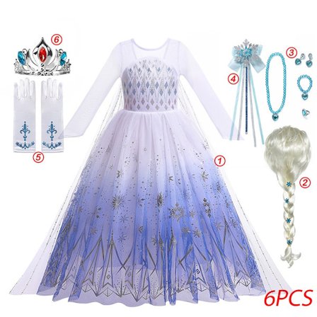 "Frozen 2" Elsa kostume pige børn Halloween rollespil Snedronningen Anna Prinsesse kjole kjole 5-delt Anna kjole-WELLNGS