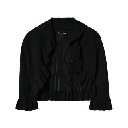 Mango Ruffle knit cardigan Sort, Dame Cardigans