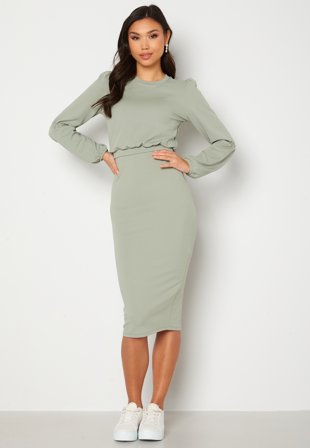 BUBBLEROOM Liva midi dress Dusty green Klær