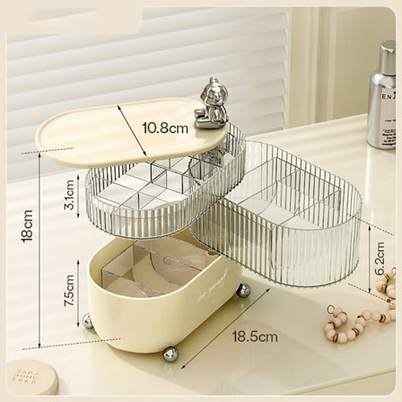 Makeup Organizer Kosmetisk Oppbevaringsboks HVIT 3 LAG 3 LAG