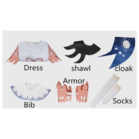 Mub- ecowalson Game Genshin Impact Clothes Paimon Cosplay Costume for Women Girls Halloween Party Cosplay Uniform Full Set Short Wig