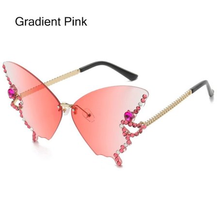Diamond Butterfly Solbriller Bling Solbriller GRADIENT PINK
