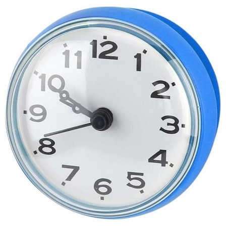 (Blå) Mini Vandtæt Vægklokke med Sugekopper til Badeværelse K