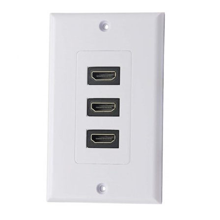 3-Port HDMI 2.0 Väggplatta Komponent HDMI Komponent Komposit Audio Väggmonteringsuttag, Stöder 4K 60Hz 1080P Perfekt (3 HDMI)