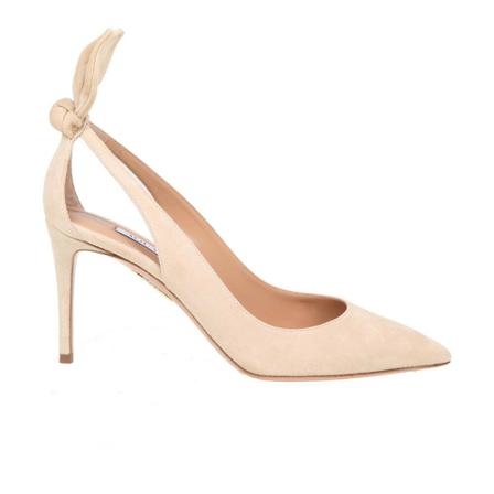 Aquazzura Bow tie pump 85 in suede Denmidp0-Sue-6 , Beige , Dames , Maat: 39 EU