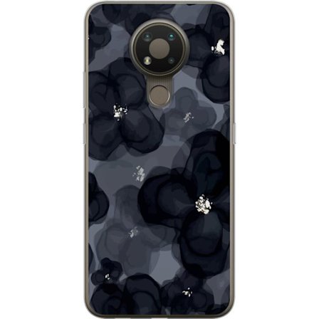 Yhteensopiva Puhelinkuori Nokia Nokia 3.4 Abstrakti tummanvärisellä kukkakuviolla, jossa on elegantti ja dramaattinen tunnelma