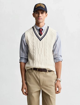 GANT Cable Vest - Cream - XL