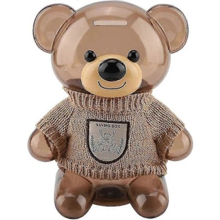 Sparegris, Bærbar Børne Mønt Sparegris Pengekasse Tegneserie Tøj Bjørn Plast Transparent Mon