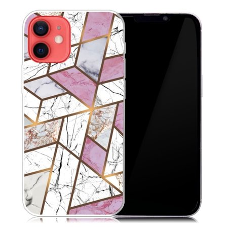 Marmormotiv iPhone 13 Mini skal - Rosa / Vit / Grå Marmor