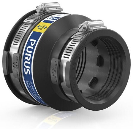 Purus Flexi 3032530 Gumminippel svart, med slangklämmor, Inomhusavlopp