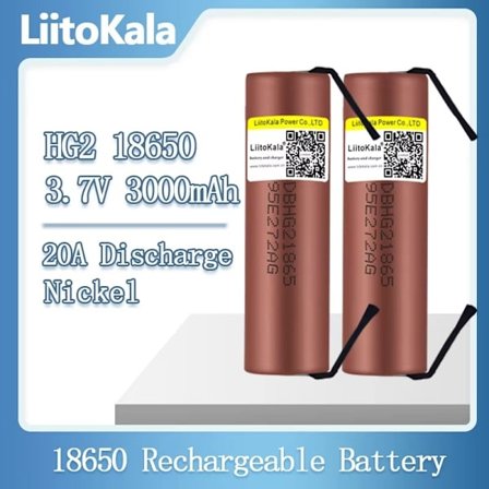 2 STK LiitoKala 18650 Batteri HG2 3000mAh batteri 18650 3,7V dedikeret til HG2 Power Genopladeligt batteri til batteripakke