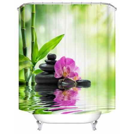 Yoga Flower Stone Duschdraperi, med 12 plastkrokar 180*200cm
