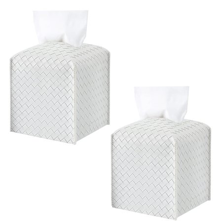 2 STK Dekorativ Servietboks Cover, PU Læder Firkantet Holder i - Luksus Toiletbord & Badeværelse Bordplade Organizer til Ansigtservietter, C