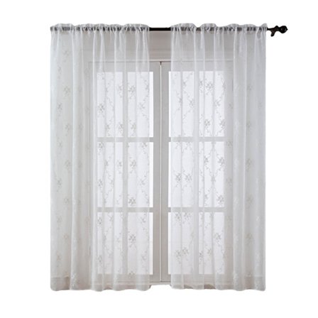 Hvid (132*114) Divider Dørgardin Voile - Ekstra Lang Voile Gardin