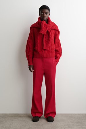 COS Women's Cable-Knit Wool-Cashmere Jumper in Red