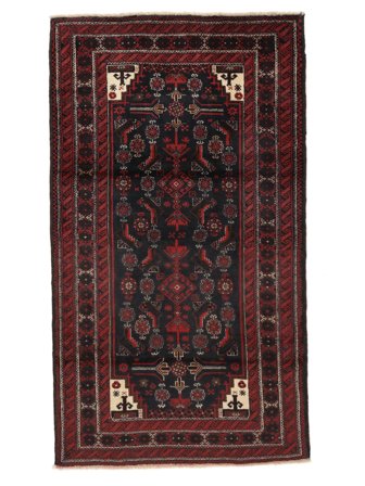 Tapis Persan Baloutche 110X190 Noir/Rouge Foncé (Laine, Perse/Iran)