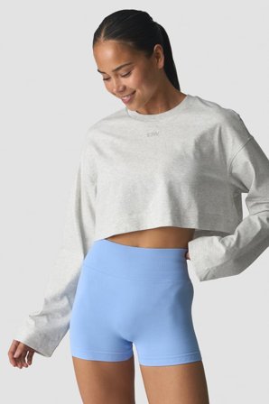 ICANIWILL - Everyday Relaxed Cropped Long Sleeve White Melange - Langermet - Dame - ICIW