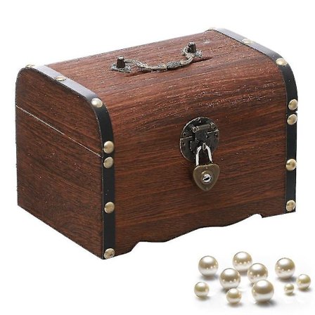 Oppbevaringsboks Vintage Tre Skattkiste Med Lås Myntboks Skattkiste Piratskatt Spargris Med Lås 1stk-