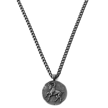 Astro | Silver-Tone Stainless Steel Aries Zodiac Sign Necklace for Men - Steel necklaces