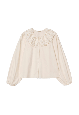 Wera Blus med spetskrage SHE Överdelar Beige 38