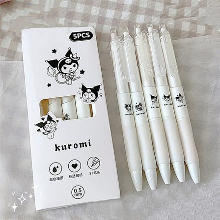 5 st Kawaii Pen Black Ink Gel Pens Estetisk brevpapper Pen Set
