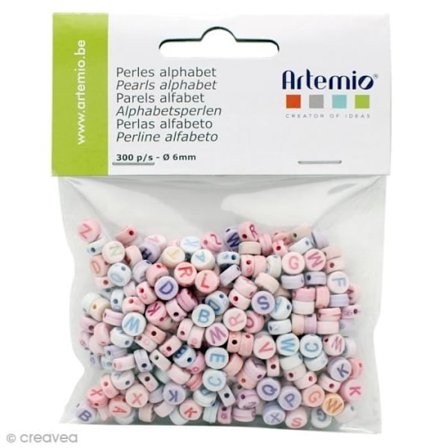 Perles Alfabet Rund - Flerfärgad - 6 mm - 300 stycken - Blandad - Idealisk för smycken och scrapbooking