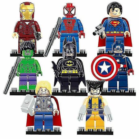 2023-8pcs Batman Hulk Superman Mini Figures Building Blocks Toys