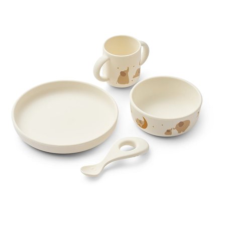 LIEWOOD Vivi Printed Tableware Set Elephant / Creme de la creme, Børn & Forældre, Service, Tallerkener Og Skåle