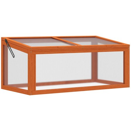 Koldramme Drivhus Med Dæksel, Vejrbestandigt, Lavet Af Træ Og Polycarbonat, Orange, 90X46X40Cm