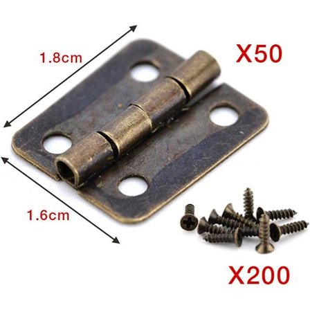 *18 x 15 mm Flat Hengsel, 50 stk Mini Retro Hengsel i Antikk Bronse,*_tfrf