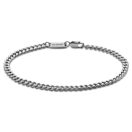 Argentia | 925s | Pulsera de cadena barbada de plata de ley chapada en rodio de 4 mm para hombres - Pulseras de acero