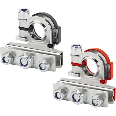 2-pack Batteripoler, 3-vägs 12V Tennbelagd Koppar Batteripol, Positiv och Negativ Batteriförbindelse, Bilbatteri