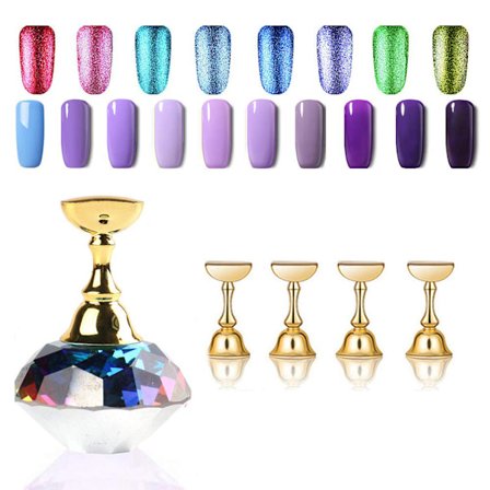 Neglekunst Display Stand Magnetisk Neglekunst Stand Neglekunst Tips Øvelsesstand med Krystal Base rose