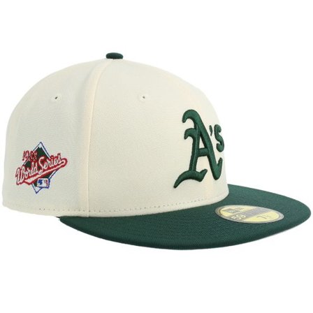 New Era - MLB Vit fitted Keps - Hatstore Exclusive x Oakland Athletics 59FIFTY World Series 88 Chrome/Dark Green Fitted @ Hatstore