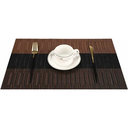 Sæt med 6 vaskbare PVC-dækkeservietter, skridsikre, varmebestandige, lette at