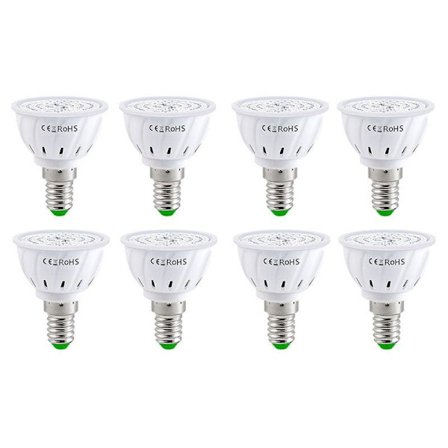 LED Växtlampa E14 - 60 Lampor Fullspektrum Växtlampa, för Blommor Hydroponiska Frön Organiska Växter 8-pack
