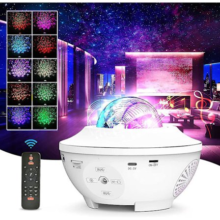 Tähtiprojektorin galaksivalon projektorin valomeri aaltojen LED-yövalolamppu