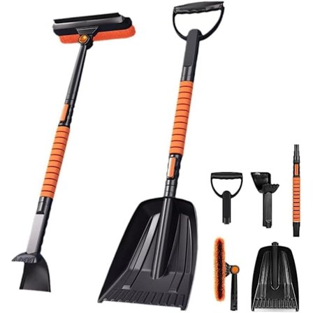 5-i-1 Sneskovl, Snebørste & Isskraber til Bil – Multifunktionel Snefjerner til Bil, Justerbar Længde