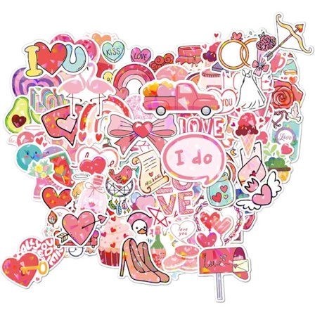 Alla hjärtans dag-klistermärken 100 st för vänner, tjej, vattenflaskor, vattentäta vinylälskardekaler för bärbar dator, bagage, kopp, dator, cool alla