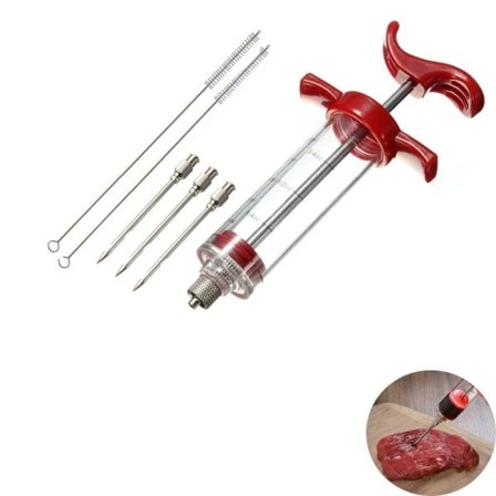 Mad kvalitet PP rustfrit stål nåle krydderi sprøjte sæt BBQ kød smag injektor