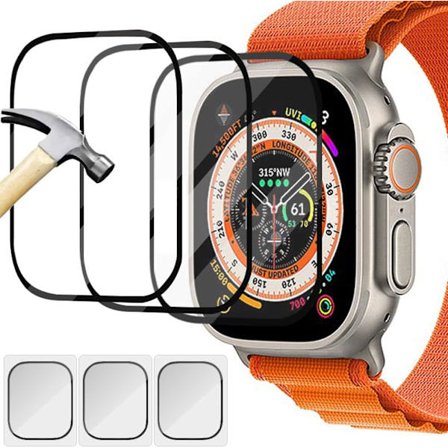 3-pack skärmskydd för Apple Watch Ultra 49mm, bubbelfritt