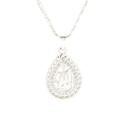 18 karat forgyldt kæde Allah muslim med zirkon vanddråbe Silver one size