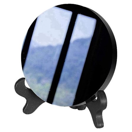 Obsidian med Stativ Feng Shui Glatt Naturlig Krystall Hjemmedekorasjon Samle Rikdom og Rettferdighet