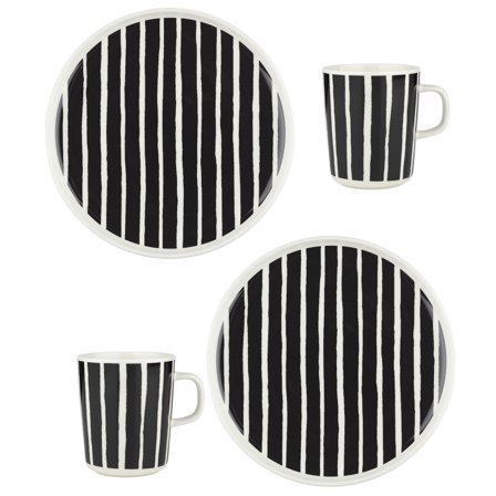 Marimekko Piccolo morgenmadssæt 4 dele, hvid/sort - Hvid, sort | KitchenOne