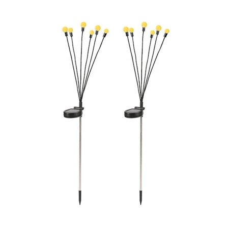 Solcellelamper til Haven - 2-pak 12 LED Solcellelamper med Ildflueeffekt, Vajer i Vinden, Vandtætte