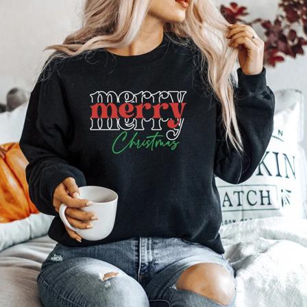 Kvinnor Bokstäver Print Jul Sweatshirt Långärmad T-shirt
