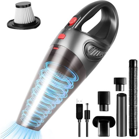 Håndholdt støvsuger, ledningsfri, 8500PA bærbar håndholdt støvsuger, 120W USB genopladelig bilstøvsuger til hjem, kæledyr, kontor, bil, kraftig 