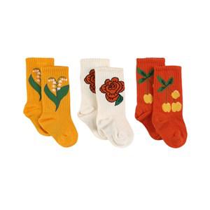 Mini Rodini 3-Pack White GOTS Cherry Sock 10-12 (0-1 Months) - Underwear - 10-12 (0-1 Months) - White
