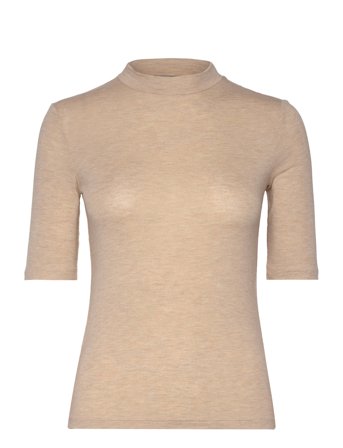 Short Sleeve Knitted T-Shirt Beige Mango