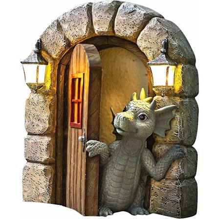 Veggdekorasjon med dragefigur i gårdsplassen, søt dragestatue i harpiks, liten drage